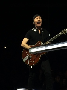 The Edge on the catwalk in front of us during the encore.